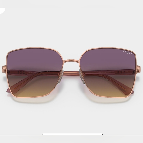 VOGUE Eyewear Cat Eye Yellow Gradient Violet Lenses Rose Gold Frame Sunglasses - Picture 5 of 16